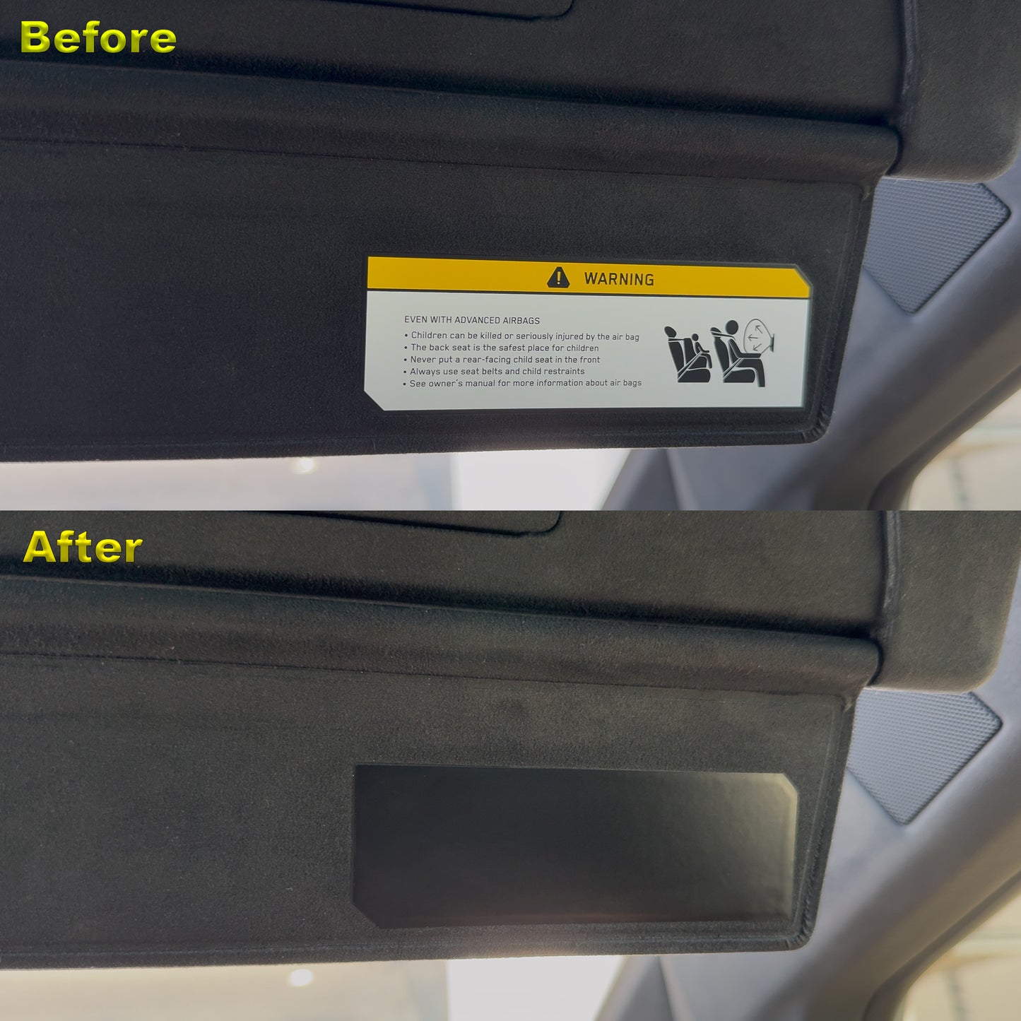 Cybertruck Window Visor "Warning" Blackout Delete