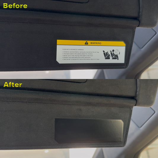 Cybertruck Window Visor "Warning" Blackout Delete